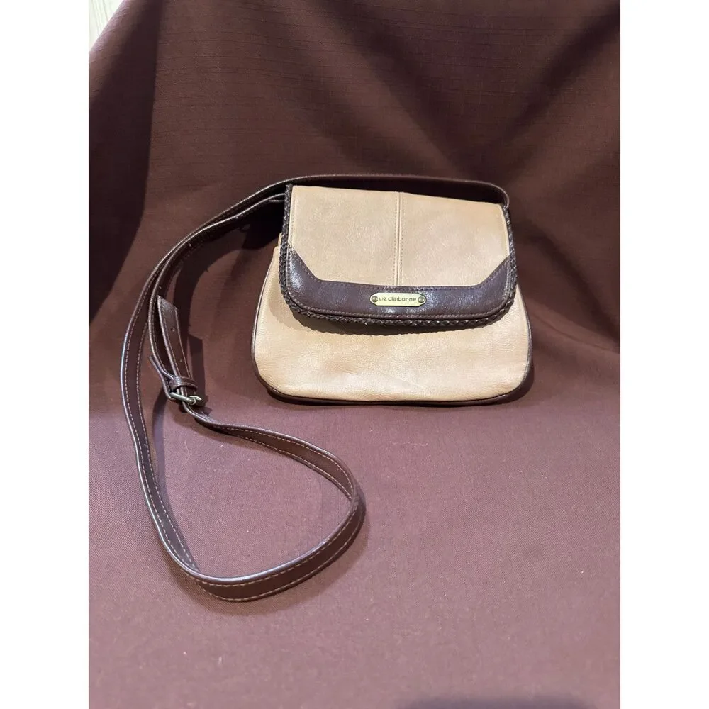 Vintage Liz Claiborne Brown and Tan Crossbody Purse